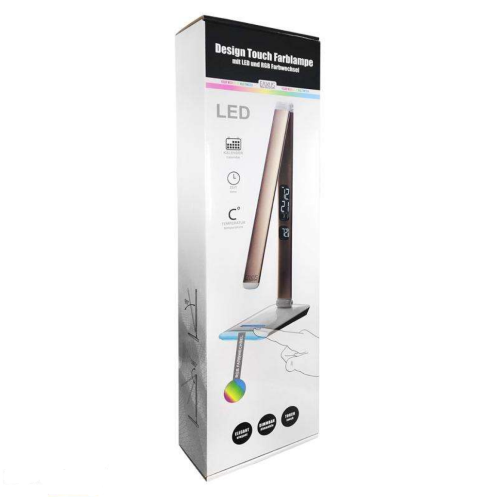 LED lamp met RGB kleurwissel en display.