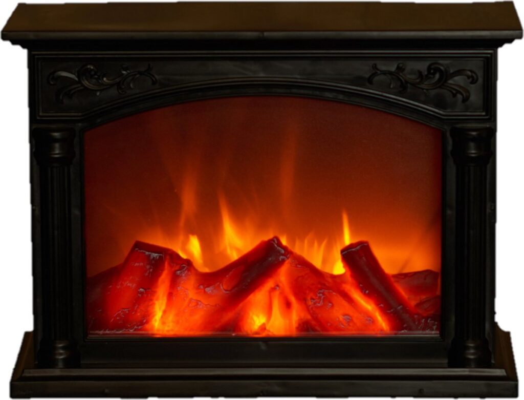 Cheminée électrique noire avec des flammes réalistes