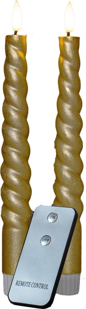 Twee gouden kaarsen met afstandsbediening