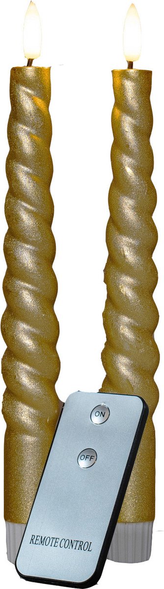 Twee gouden kaarsen met afstandsbediening
